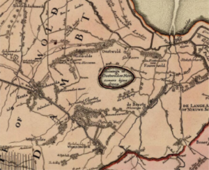 Het Huningameer aangegeven op de provinciekaart van Theodorus Beckeringh van 1781